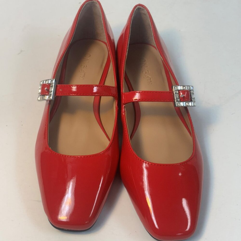 On  34th Patent Red Leather Shoes